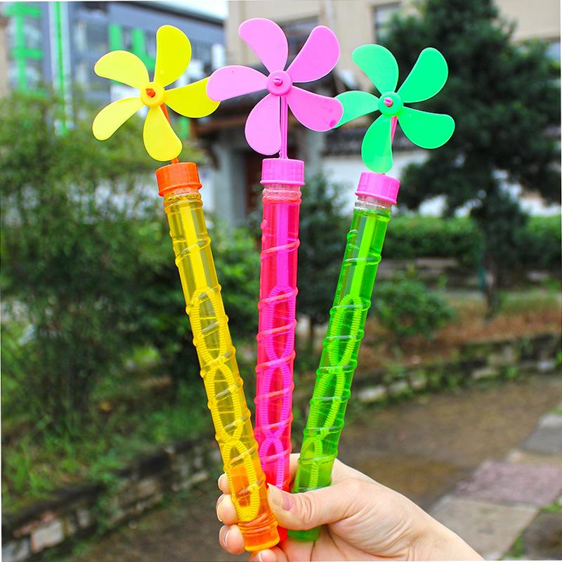 Small Bubble Stick with Windmill Fan Toy (MultiColor) (30pc) - Tiddle Toons